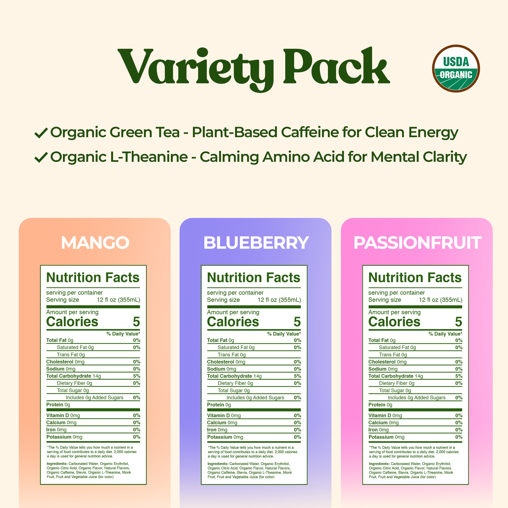 Variety 12 Pack Organic Passion Energy