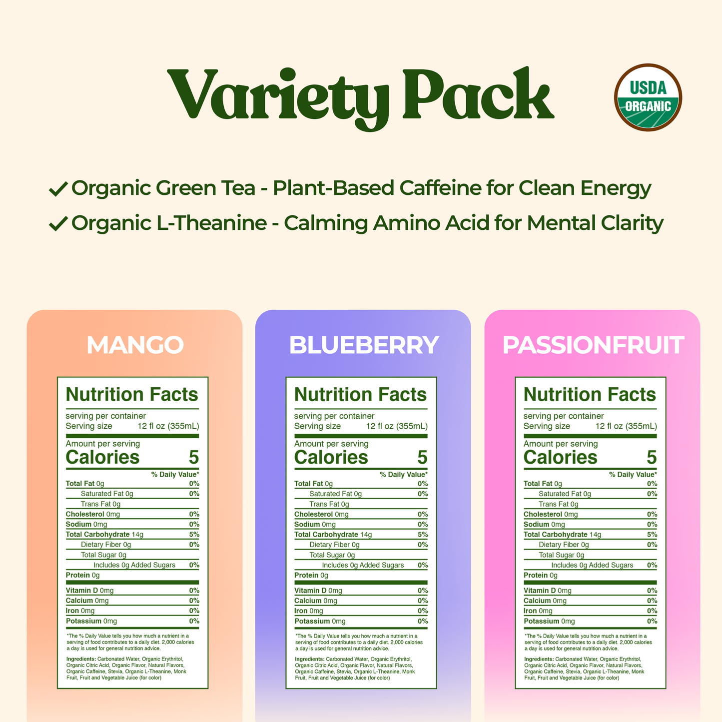 Variety 12 Pack Organic Passion Energy